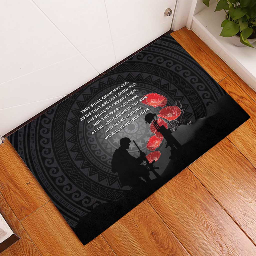 Cook Islands ANZAC Day Rubber Doormat Soldier Silhouette Remembrance