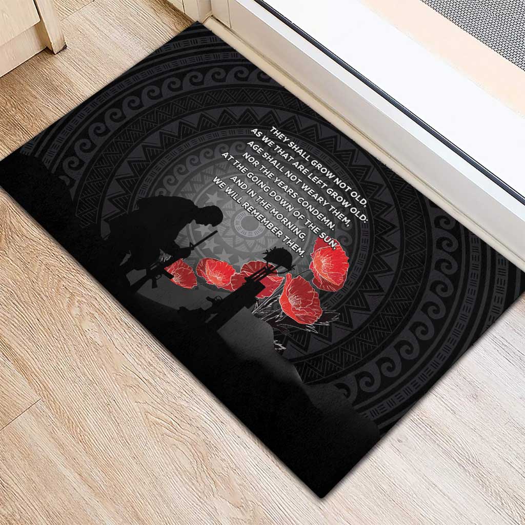 Cook Islands ANZAC Day Rubber Doormat Soldier Silhouette Remembrance