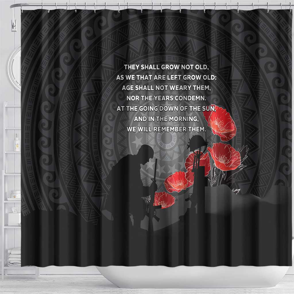 Cook Islands ANZAC Day Shower Curtain Soldier Silhouette Remembrance