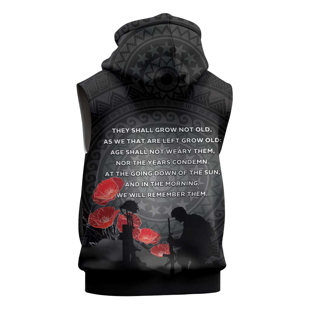 Cook Islands ANZAC Day Sleeveless Hoodie Soldier Silhouette Remembrance