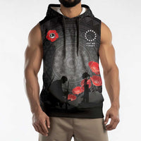 Cook Islands ANZAC Day Sleeveless Hoodie Soldier Silhouette Remembrance