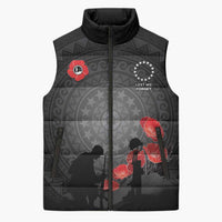 Cook Islands ANZAC Day Sleeveless Puffer Jacket Soldier Silhouette Remembrance