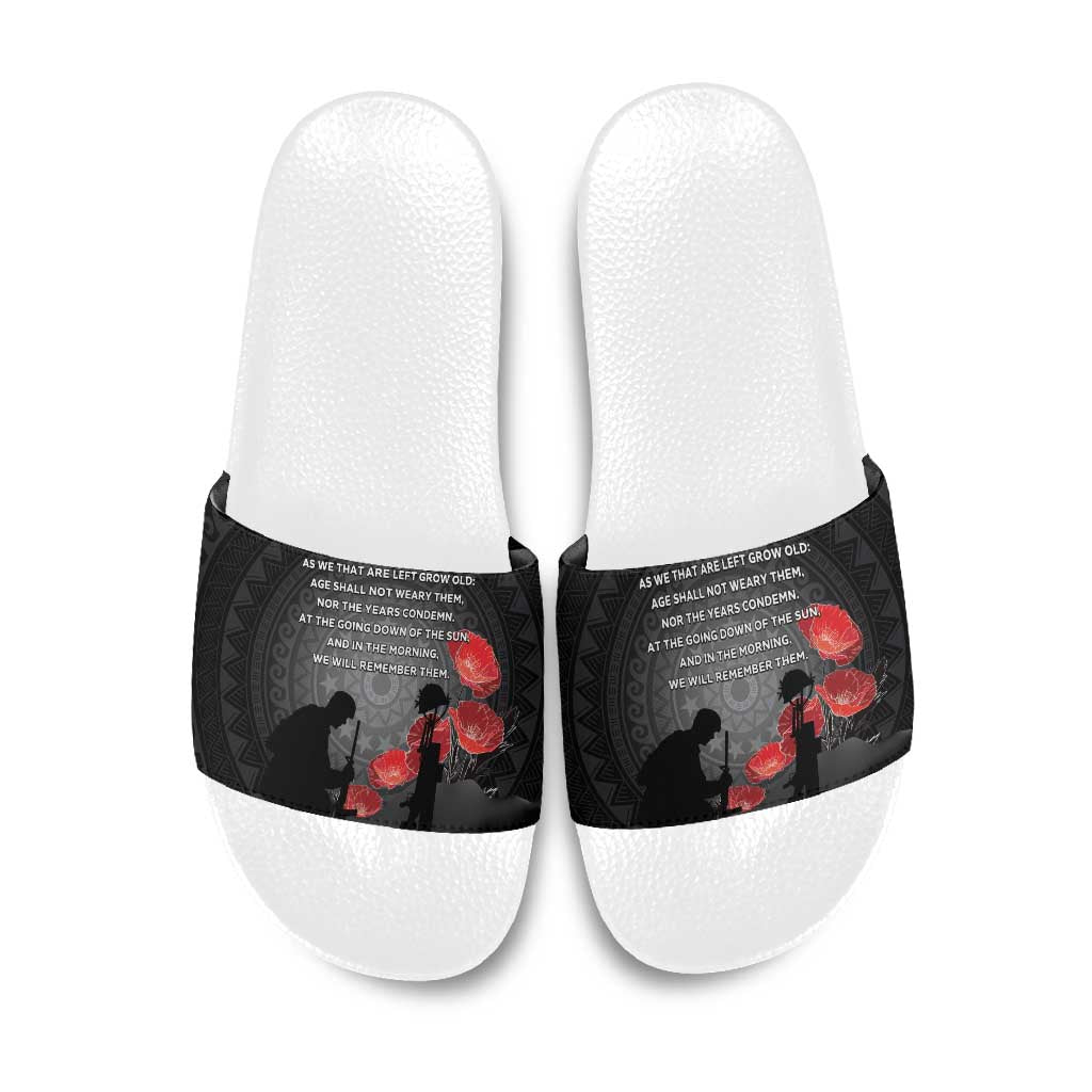 Cook Islands ANZAC Day Slide Sandals Soldier Silhouette Remembrance