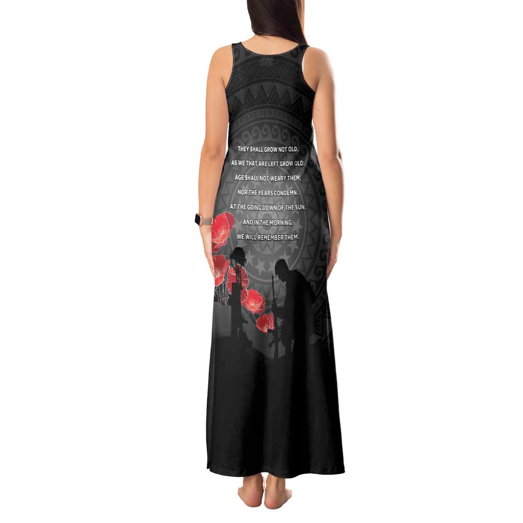 Cook Islands ANZAC Day Tank Maxi Dress Soldier Silhouette Remembrance