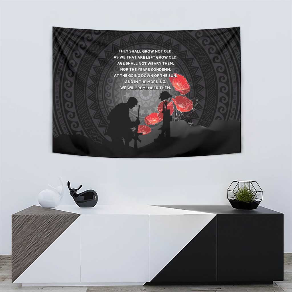 Cook Islands ANZAC Day Tapestry Soldier Silhouette Remembrance
