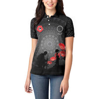 Cook Islands ANZAC Day Women Polo Shirt Soldier Silhouette Remembrance