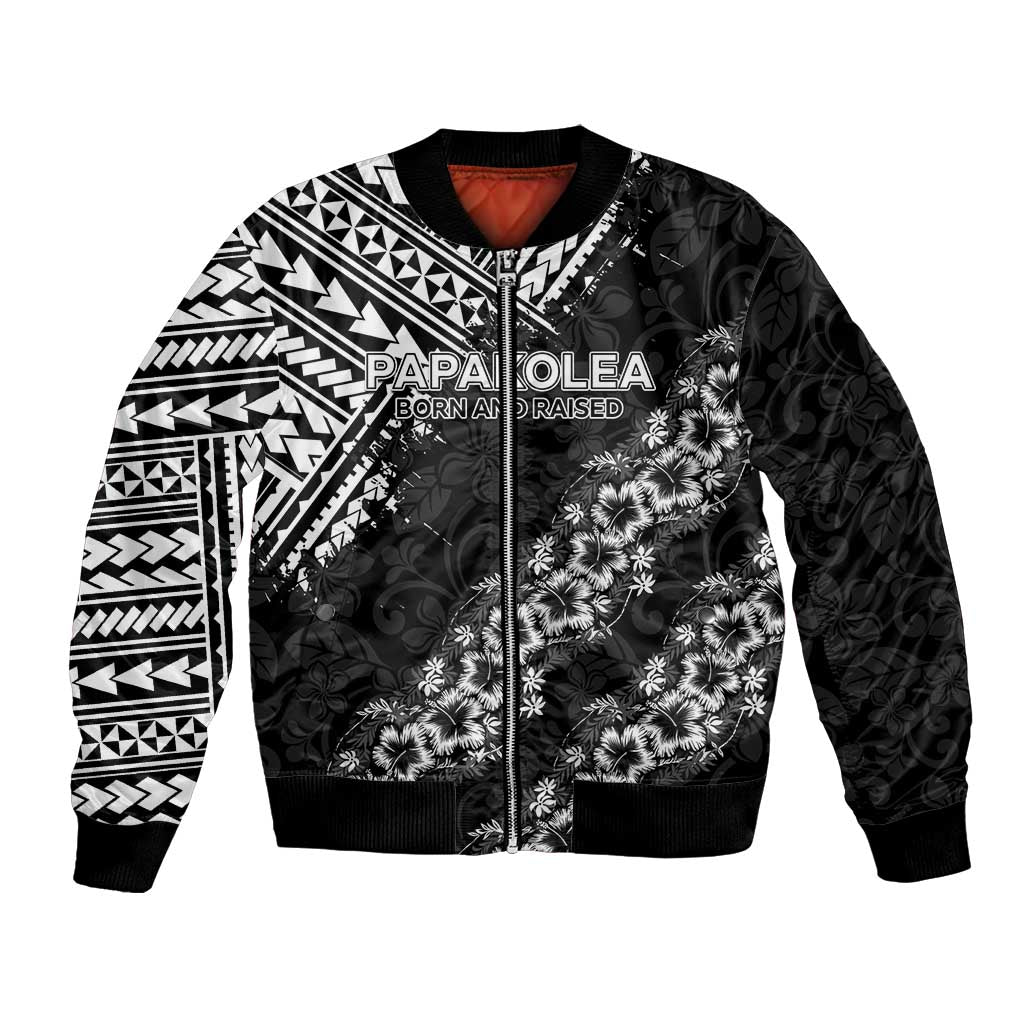 Hawaii Papakolea Born And Raised Bomber Jacket Hawaiian Tribal Pattern