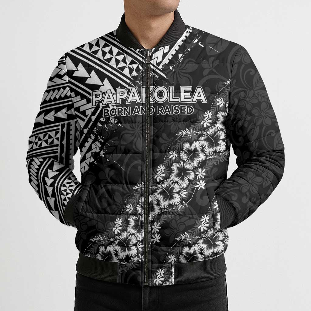 Hawaii Papakolea Born And Raised Bomber Puffer Jacket Hawaiian Tribal Pattern