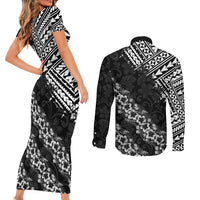 Hawaii Papakolea Born And Raised Couples Matching Short Sleeve Bodycon Dress and Long Sleeve Button Shirt Hawaiian Tribal Pattern