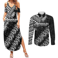 Hawaii Papakolea Born And Raised Couples Matching Summer Maxi Dress and Long Sleeve Button Shirt Hawaiian Tribal Pattern