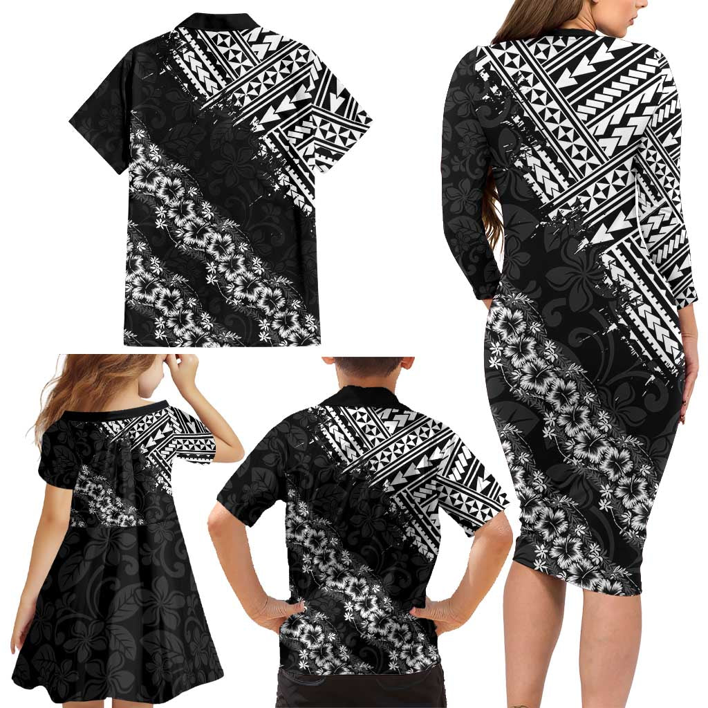 Hawaii Papakolea Born And Raised Family Matching Long Sleeve Bodycon Dress and Hawaiian Shirt Hawaiian Tribal Pattern LT05 - Polynesian Pride