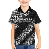 Hawaii Papakolea Born And Raised Family Matching Off The Shoulder Long Sleeve Dress and Hawaiian Shirt Hawaiian Tribal Pattern LT05 Son's Shirt Black - Polynesian Pride