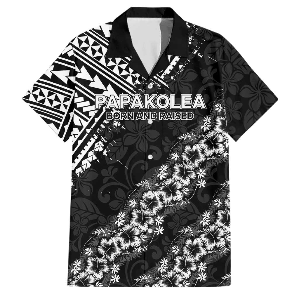Hawaii Papakolea Born And Raised Family Matching Tank Maxi Dress and Hawaiian Shirt Hawaiian Tribal Pattern LT05 Dad's Shirt - Short Sleeve Black - Polynesian Pride
