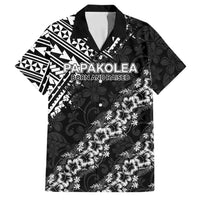 Hawaii Papakolea Born And Raised Family Matching Tank Maxi Dress and Hawaiian Shirt Hawaiian Tribal Pattern LT05 Dad's Shirt - Short Sleeve Black - Polynesian Pride