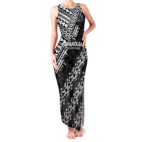 Hawaii Papakolea Born And Raised Family Matching Tank Maxi Dress and Hawaiian Shirt Hawaiian Tribal Pattern LT05 Mom's Dress Black - Polynesian Pride