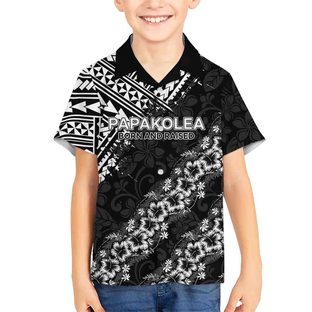 Hawaii Papakolea Born And Raised Family Matching Tank Maxi Dress and Hawaiian Shirt Hawaiian Tribal Pattern LT05 Son's Shirt Black - Polynesian Pride
