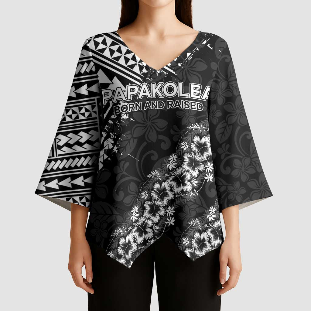 Hawaii Papakolea Born And Raised Kimono Sleeve Blouse Hawaiian Tribal Pattern