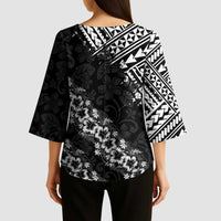 Hawaii Papakolea Born And Raised Kimono Sleeve Blouse Hawaiian Tribal Pattern