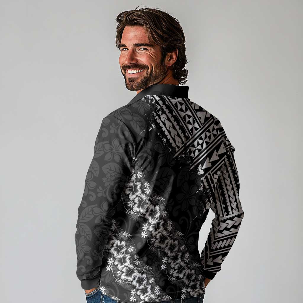 Hawaii Papakolea Born And Raised Long Sleeve Polo Shirt Hawaiian Tribal Pattern