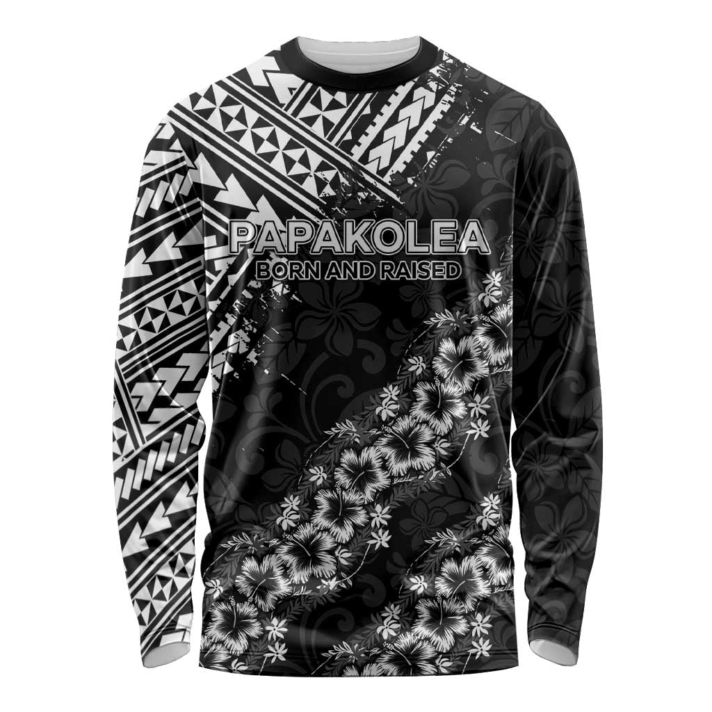 Hawaii Papakolea Born And Raised Long Sleeve Shirt Hawaiian Tribal Pattern