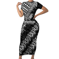 Hawaii Papakolea Born And Raised Short Sleeve Bodycon Dress Hawaiian Tribal Pattern