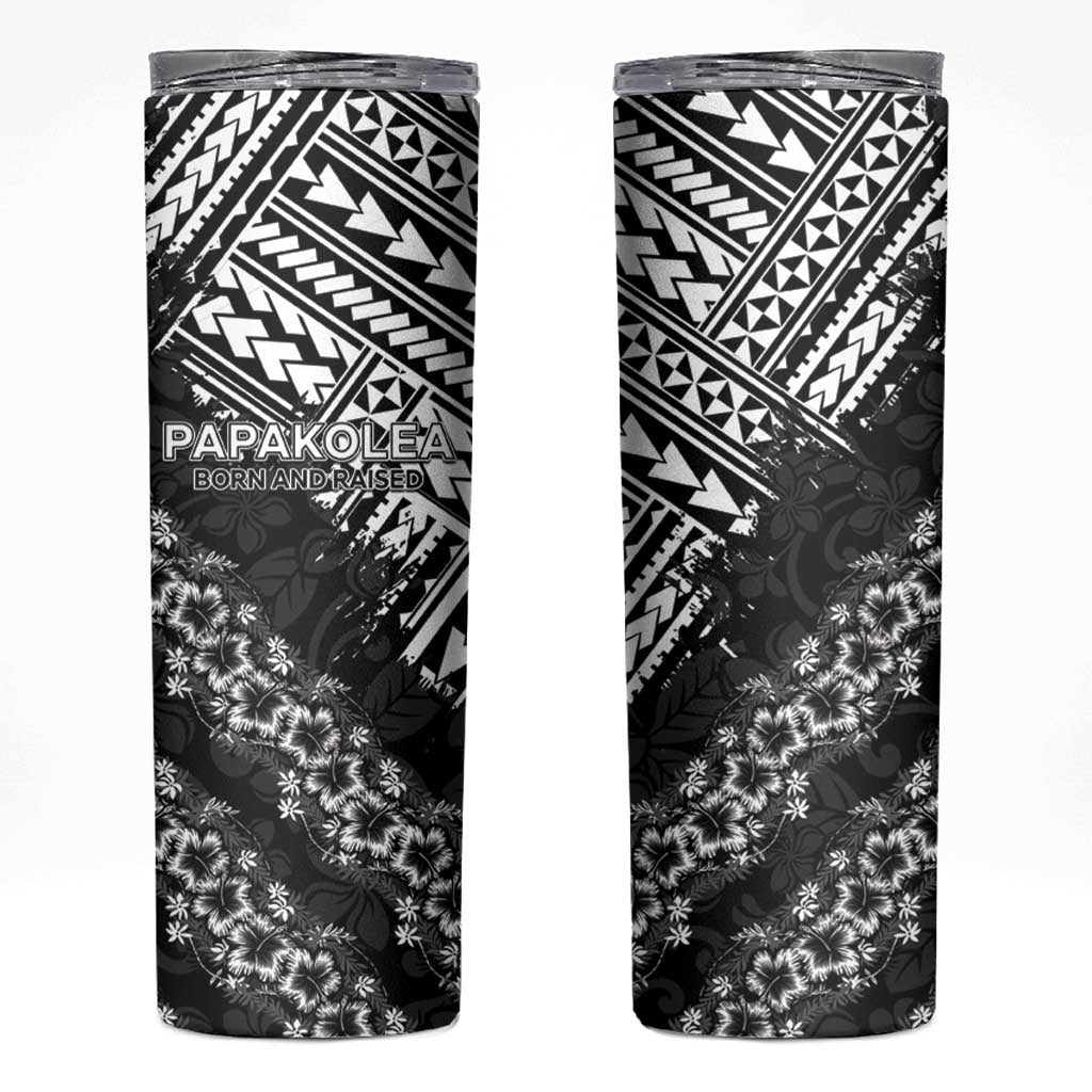 Hawaii Papakolea Born And Raised Skinny Tumbler Hawaiian Tribal Pattern