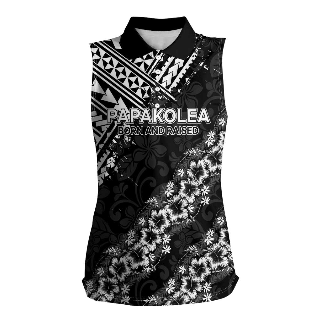 Hawaii Papakolea Born And Raised Women Sleeveless Polo Shirt Hawaiian Tribal Pattern