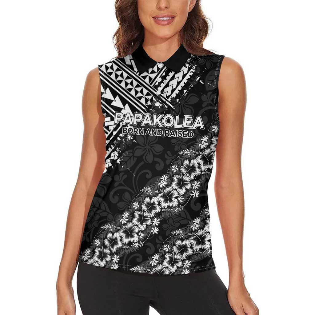 Hawaii Papakolea Born And Raised Women Sleeveless Polo Shirt Hawaiian Tribal Pattern
