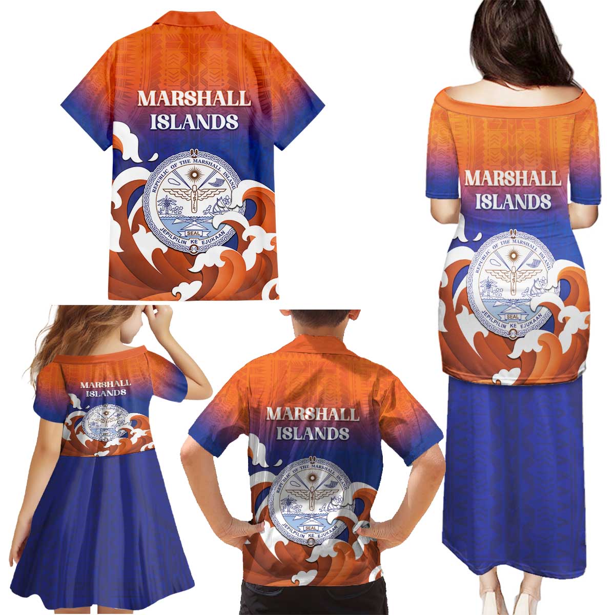 Marshall Islands Fishermen's Day Family Matching Puletasi and Hawaiian Shirt It's Fishing Time