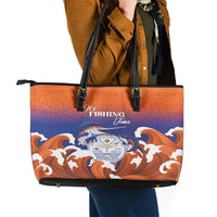 Marshall Islands Fishermen's Day Leather Tote Bag It's Fishing Time