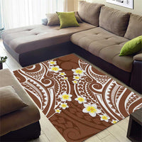 Plumeria With Brown Polynesian Tattoo Pattern Area Rug