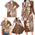 Plumeria With Brown Polynesian Tattoo Pattern Family Matching Long Sleeve Bodycon Dress and Hawaiian Shirt