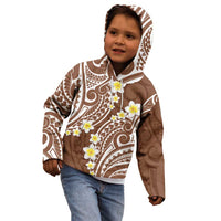Plumeria With Brown Polynesian Tattoo Pattern Kid Hoodie