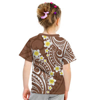 Plumeria With Brown Polynesian Tattoo Pattern Kid T Shirt