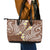 Plumeria With Brown Polynesian Tattoo Pattern Leather Tote Bag