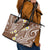 Plumeria With Brown Polynesian Tattoo Pattern Leather Tote Bag