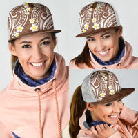 Plumeria With Brown Polynesian Tattoo Pattern Mesh Trucker Cap - Polynesian Pride