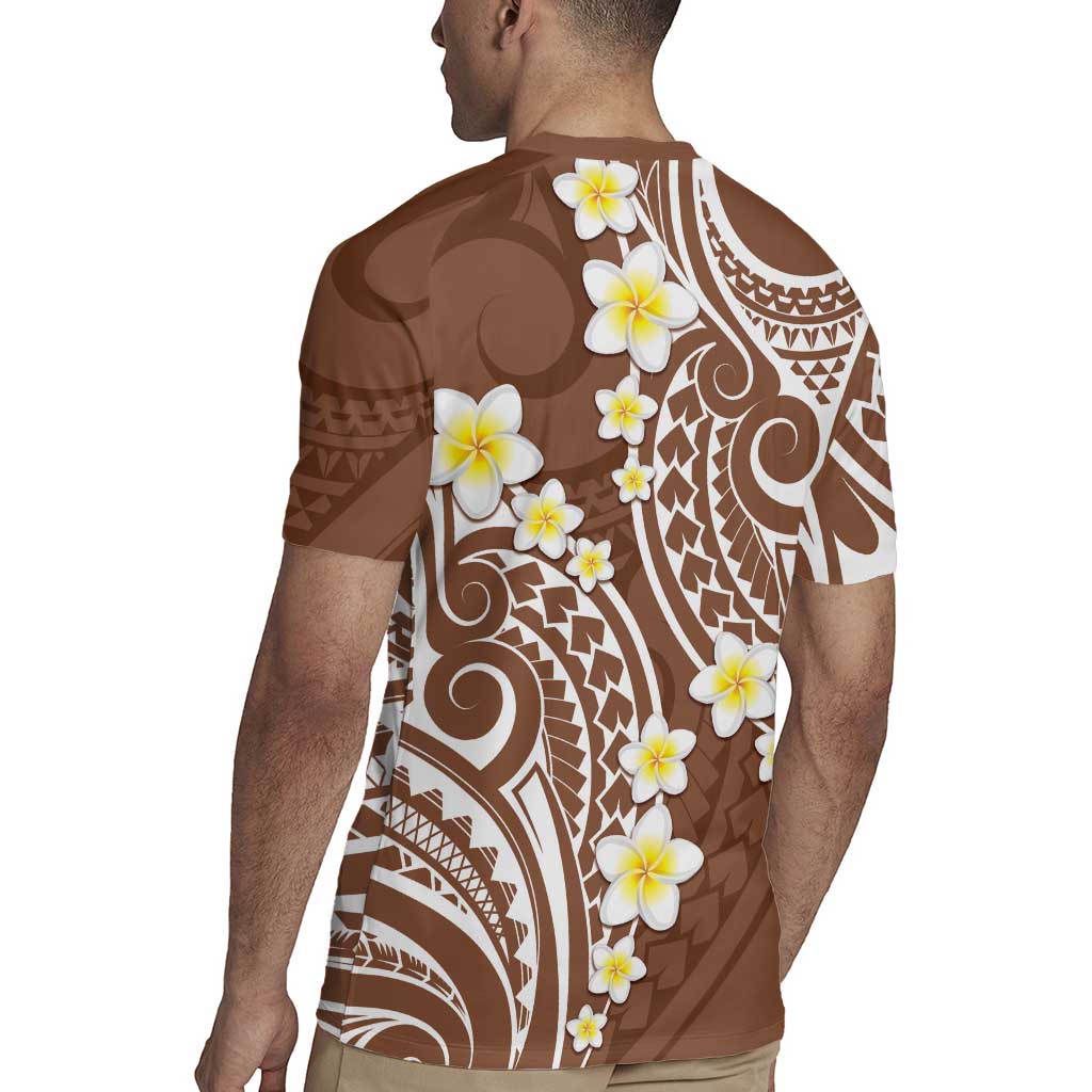 Plumeria With Brown Polynesian Tattoo Pattern Rugby Jersey