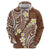 Plumeria With Brown Polynesian Tattoo Pattern Zip Hoodie