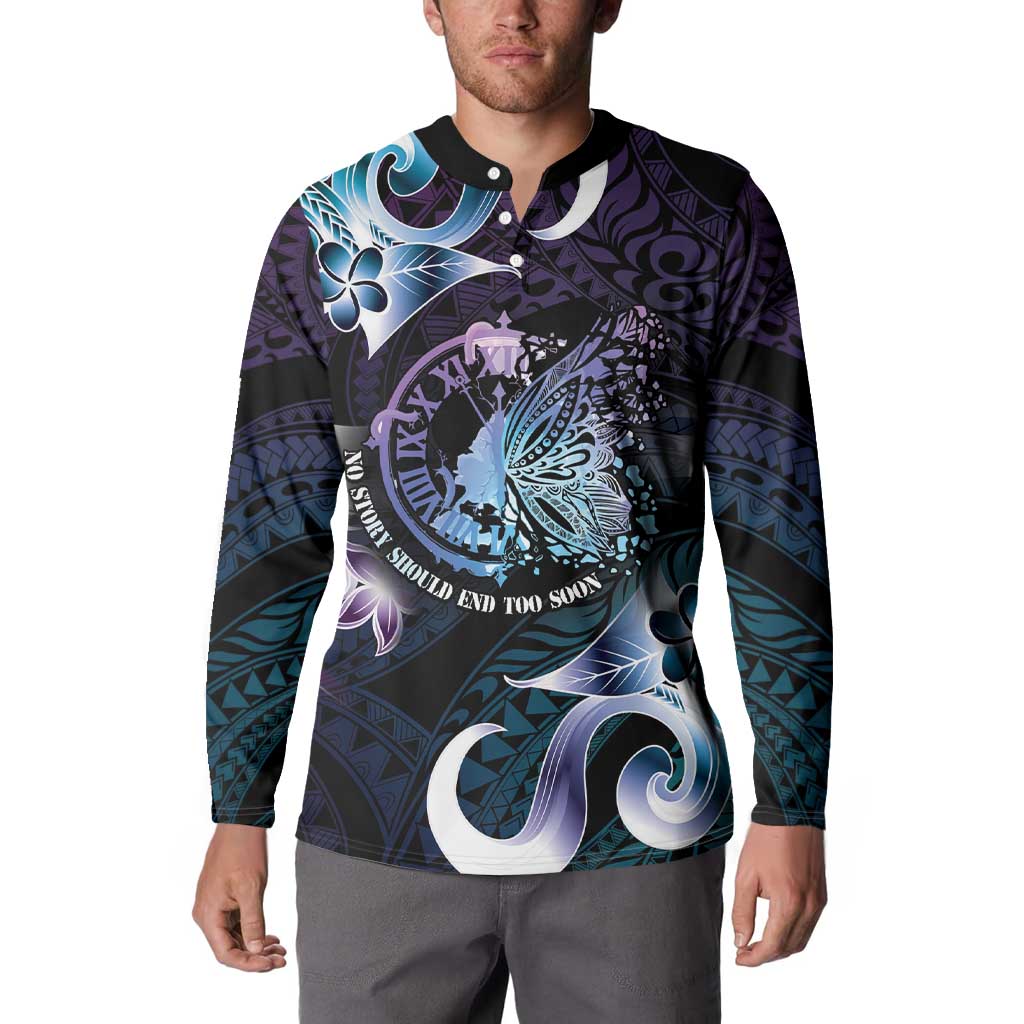 Personalised Polynesia Suicide Prevention Awareness Button Sweatshirt No Story Should End Too Soon