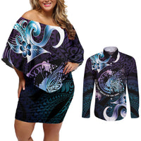 Personalised Polynesia Suicide Prevention Awareness Couples Matching Off Shoulder Short Dress and Long Sleeve Button Shirt No Story Should End Too Soon