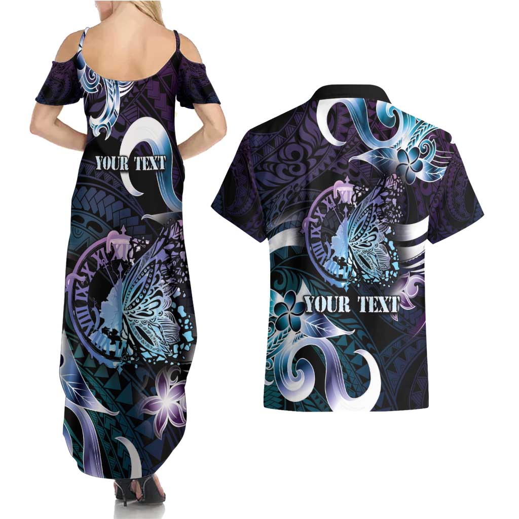 Personalised Polynesia Suicide Prevention Awareness Couples Matching Summer Maxi Dress and Hawaiian Shirt No Story Should End Too Soon