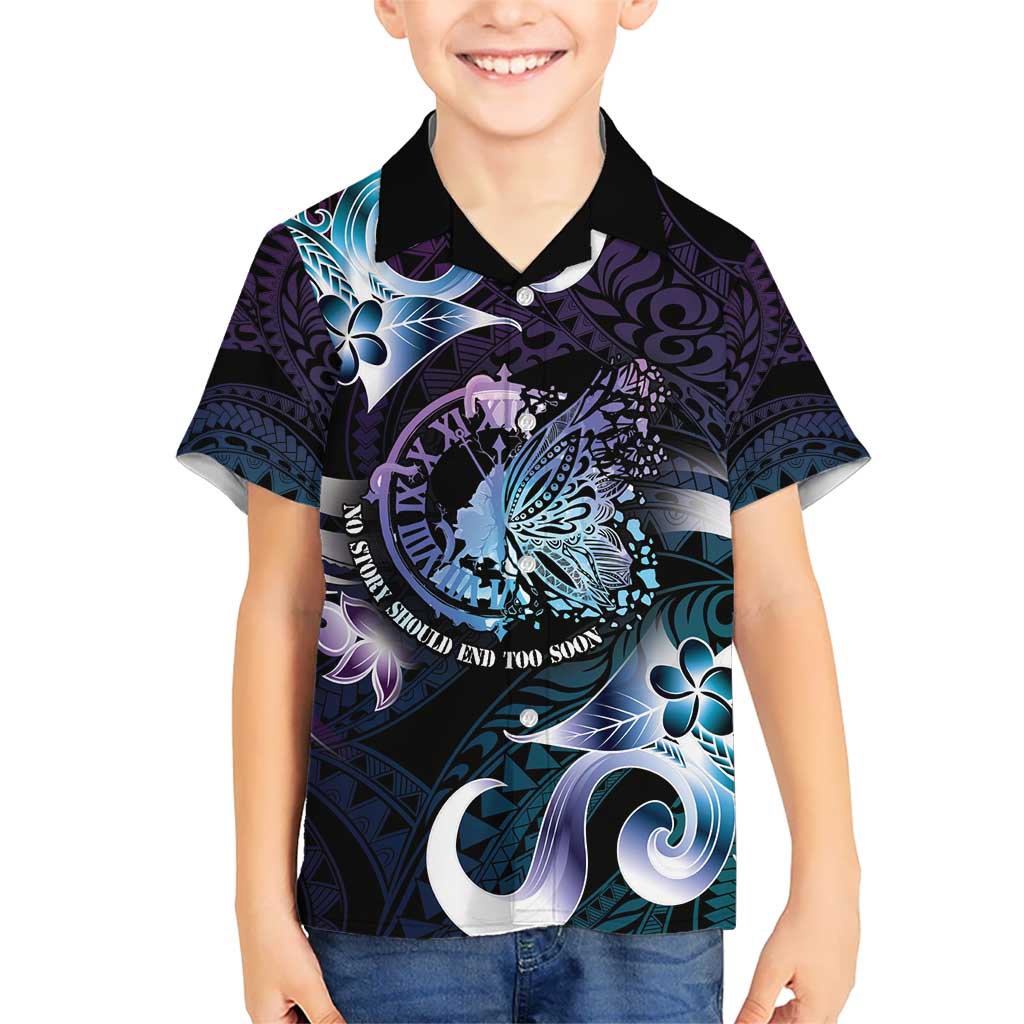 Personalised Polynesia Suicide Prevention Awareness Kid Hawaiian Shirt No Story Should End Too Soon