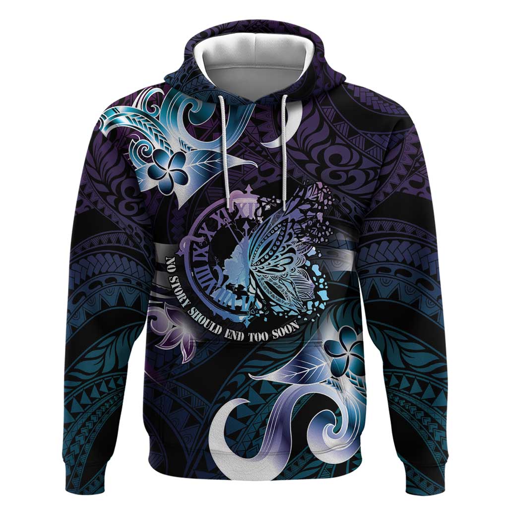 Personalised Polynesia Suicide Prevention Awareness Zip Hoodie No Story Should End Too Soon