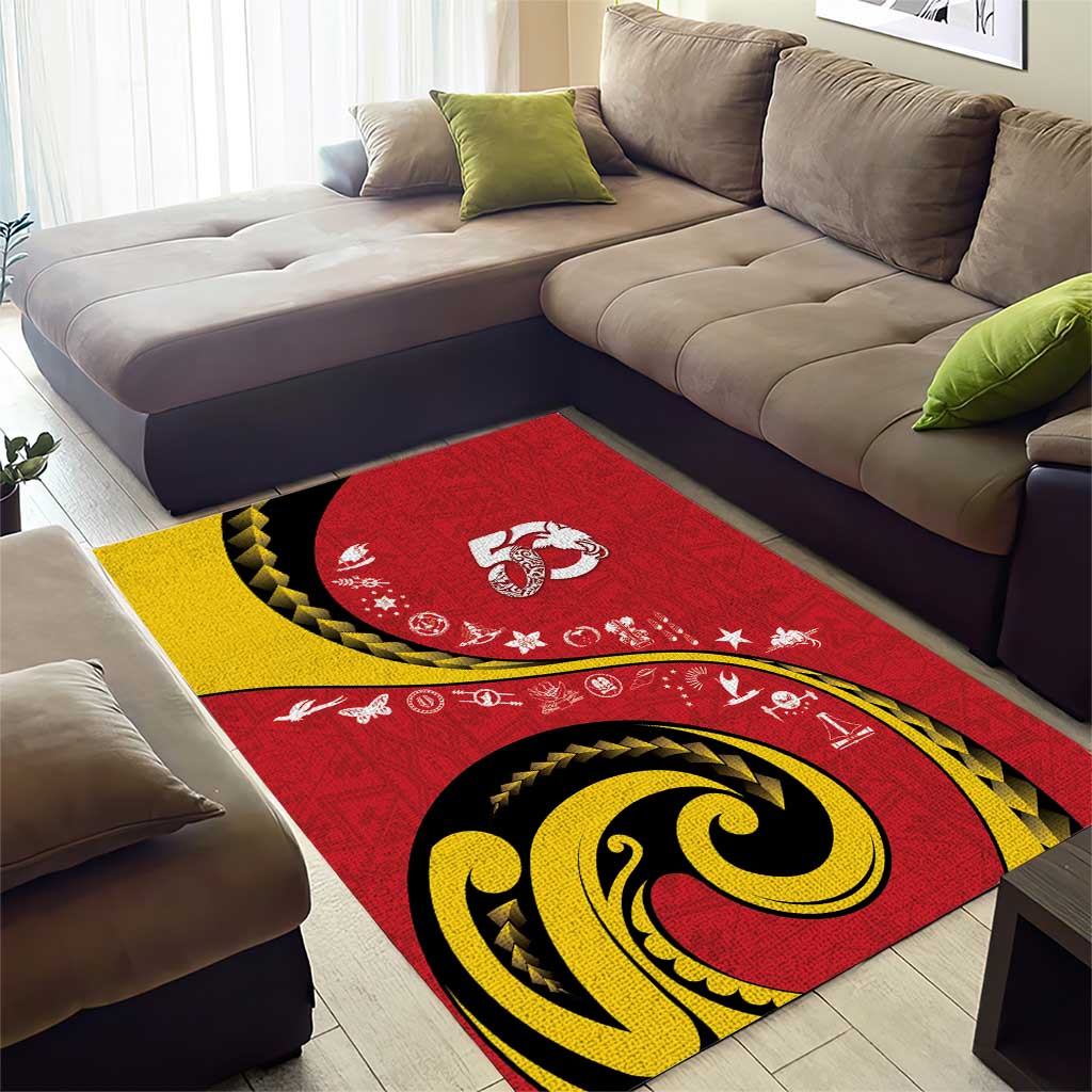 Papua New Guinea 50th Independence Anniversary Area Rug Special Style Red Version - Polynesian Pride