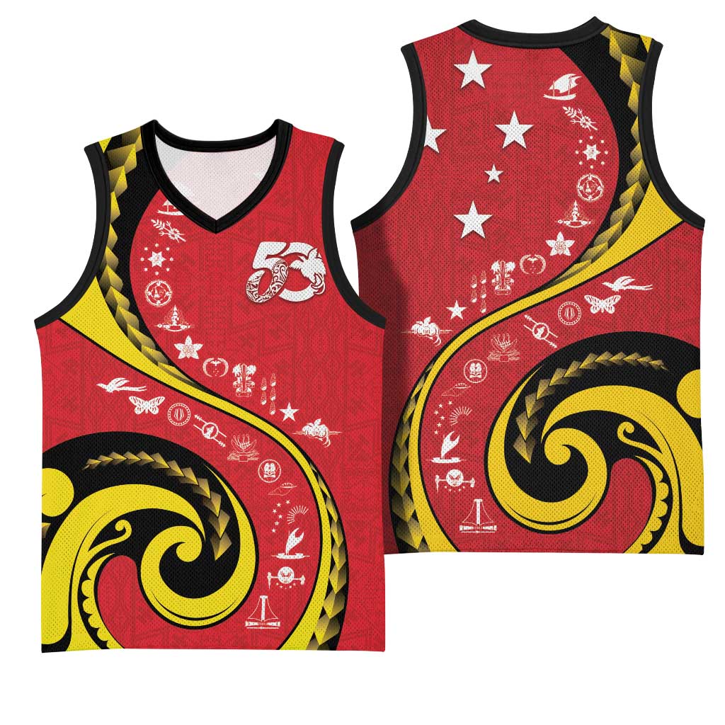 Papua New Guinea 50th Independence Anniversary Basketball Jersey Special Style Red Version - Polynesian Pride