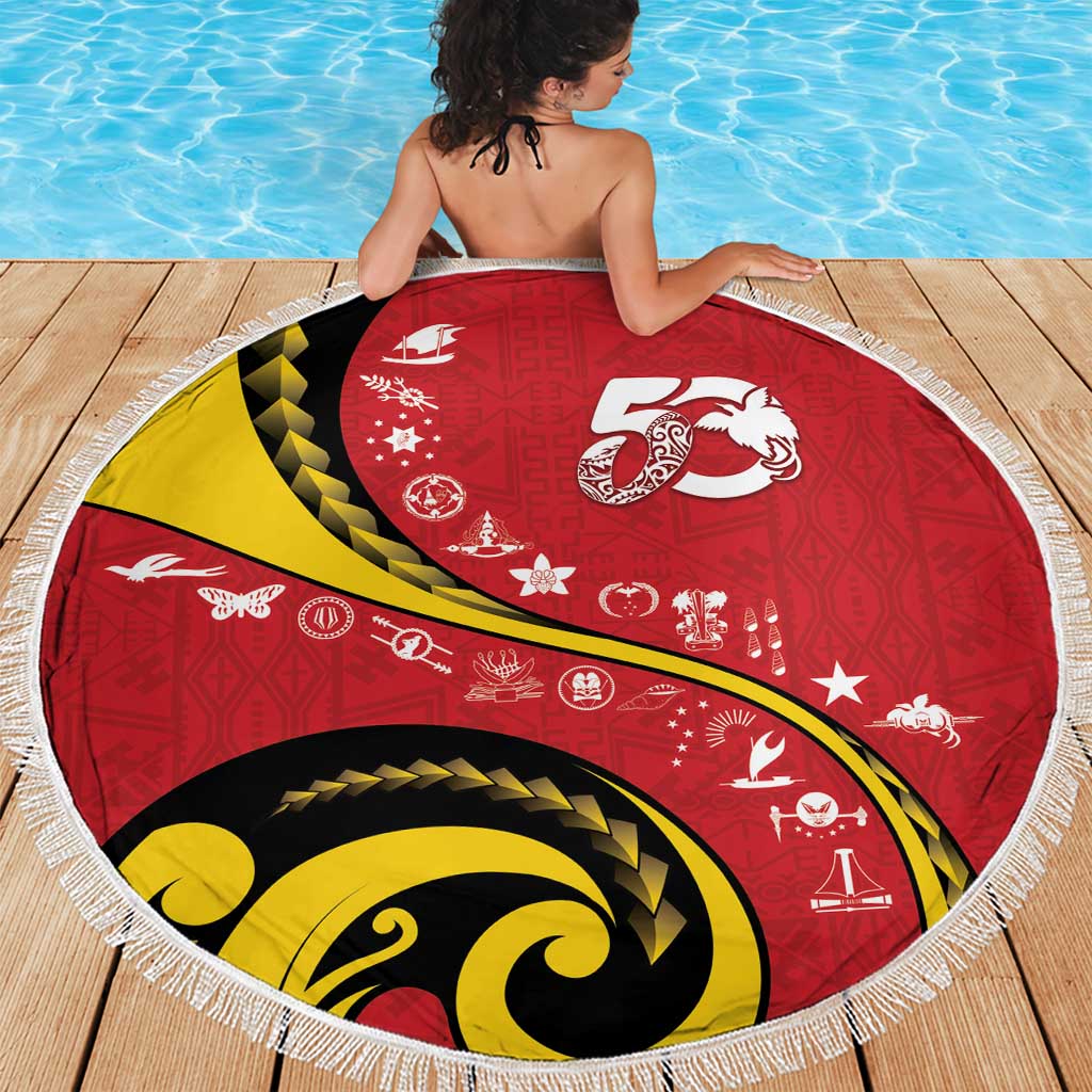 Papua New Guinea 50th Independence Anniversary Beach Blanket Special Style Red Version - Polynesian Pride