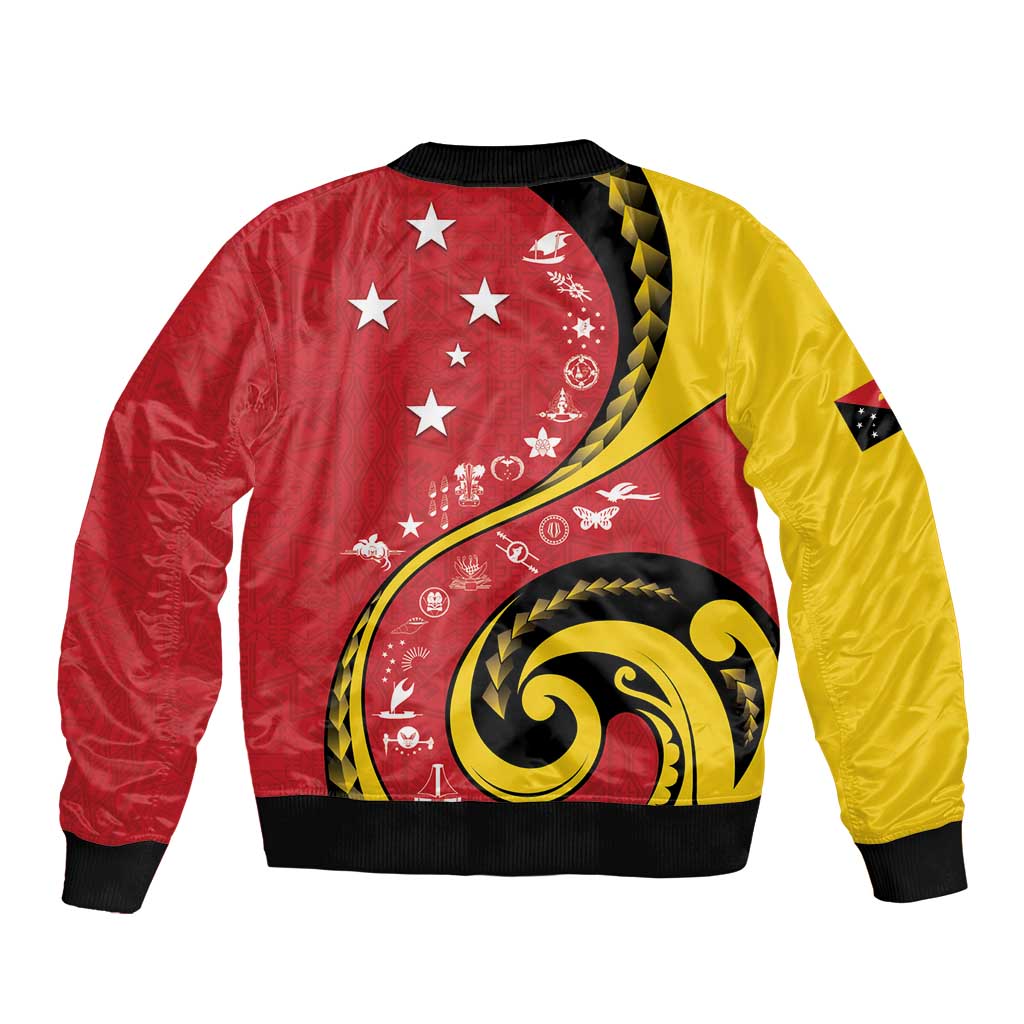 Papua New Guinea 50th Independence Anniversary Bomber Jacket Special Style Red Version - Polynesian Pride