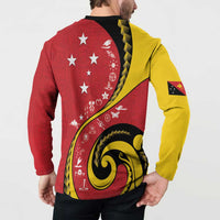Papua New Guinea 50th Independence Anniversary Button Sweatshirt Special Style Red Version - Polynesian Pride