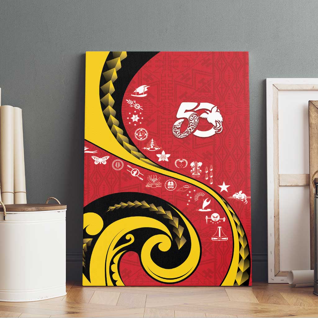 Papua New Guinea 50th Independence Anniversary Canvas Wall Art Special Style Red Version - Polynesian Pride